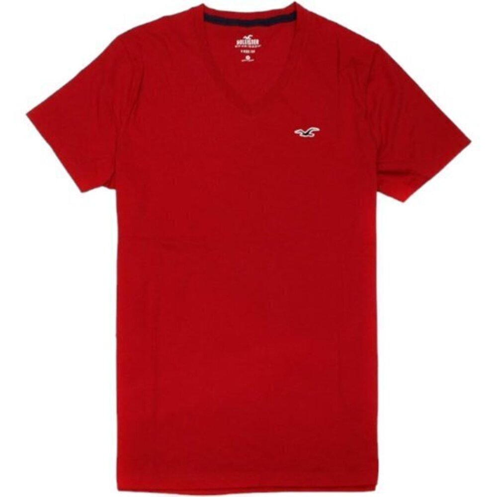 Men's Hollister Must-Have Crew Neck T-Shirt Red Logo Size Large EUC #2357